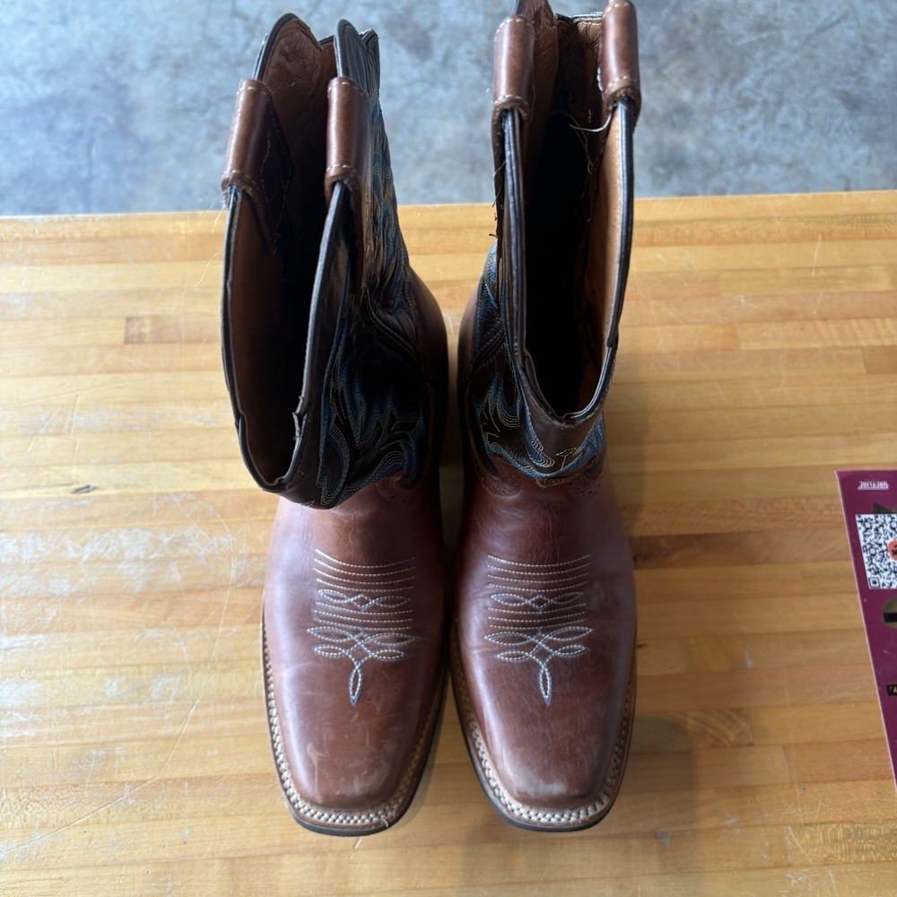 Potrero‎ Brown Western Slip On Boots Square Toe Men's 8 Mex 27 Stitched - Picture 2 of 10